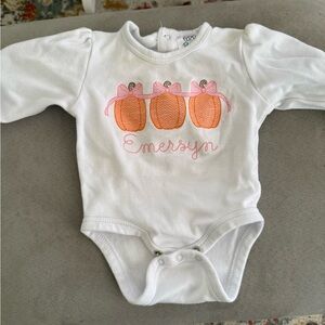 Emersyn pumpkin onesie White and Orange Kids One Piece